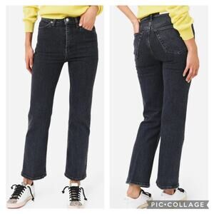 Re/Done 70's Crop Boot Jeans in Stoned Noir Dark Wash